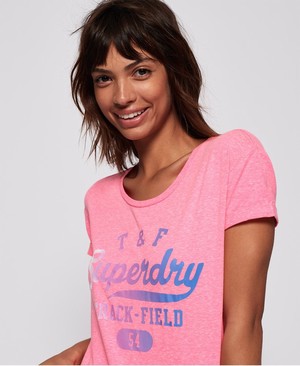 Superdry Track & Field Slim Boyfriend Női Pólók Rózsaszín/Fehér | EFHIO4908